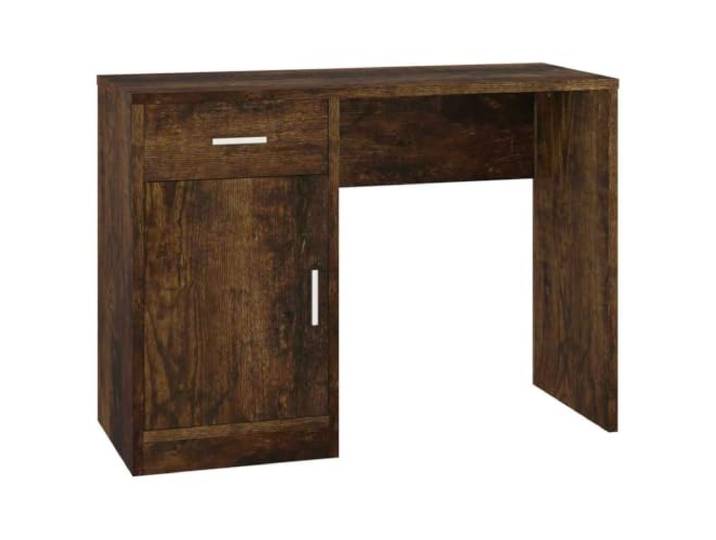 HKLGBVCR Schreibtisch mit Schublade und Schrank, Raucheiche, 100 x 40 x 73 Holzwerkstoff, glatte Oberfläche, Feuchtigkeitsbeständigkeit, Wandbefestigung, Montageanleitung (evtl. nicht in deutscher