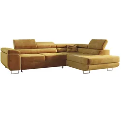 ECKSOFA GUSTAW L Gelb Velvet Rechts Seite