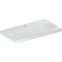Wandwaschtisch „iCon Light“, rechteckig, Hahnlochposition mittig, mittig 90 × 48 cm in Edelstahl