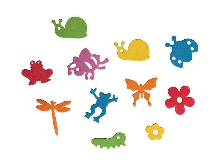 Rayher Moosgummi Stanzteile Springtime Selbstklebend 1-3 cm 80 Stück