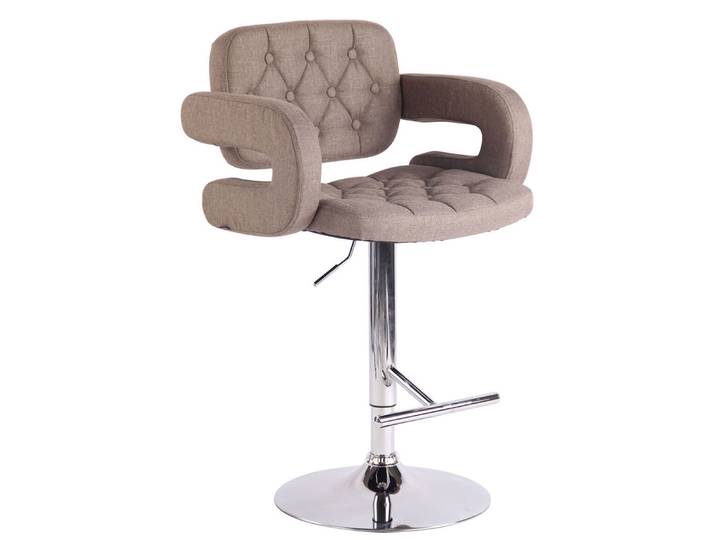 TPFLiving Barhocker Dubai Gestell Metall in Chromoptik STOFF - Taupe