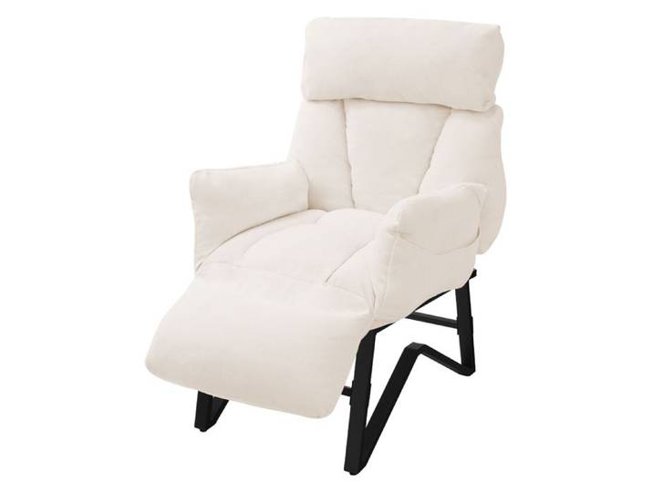 Fauteuil relax de salon manuel - ML-Design - Beige - Inclinable avec repose pied rembourré en lin