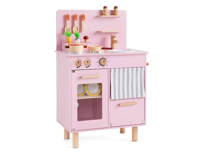Speelkeuken voor Kinderen Poppenkeuken met Fornuis Speelgoedkeuken voor Kinderen vanaf 3 Jaar Roze