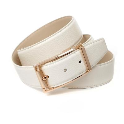 Ledergürtel ANTHONI CROWN, Damen, Gr. 90, weiß, Leder, unifarben, Gürtel Ledergürtel, mit Dornschließe in goldfarben, abgesteppte Ränder