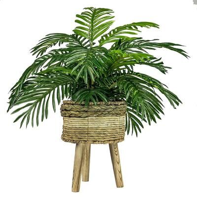 LCG Florals 32-inch Artificial Palm in Tri-Color Basket Stand