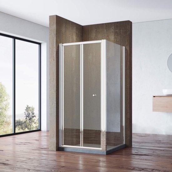 Famanu Duschkabine Faltür 86x70 cm Glas Klappbar Seitenwand Platzsparend für Bad