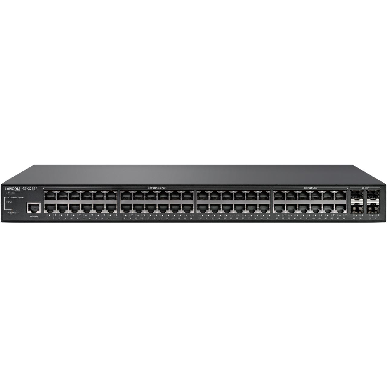 Lancom GS-3252P Managed Layer-3-Lite Access Switch 48 1G Ethernet-Ports davon 36 mit PoE+ max. 370W und 4 SFP-Ports 1G 104GBit/s
