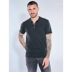 emilio adani Herren Henley T-Shirt Grau regular uni U-Boot - S