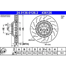 Bremsscheibe ATE 24.0136-0126.2 für BMW 6er