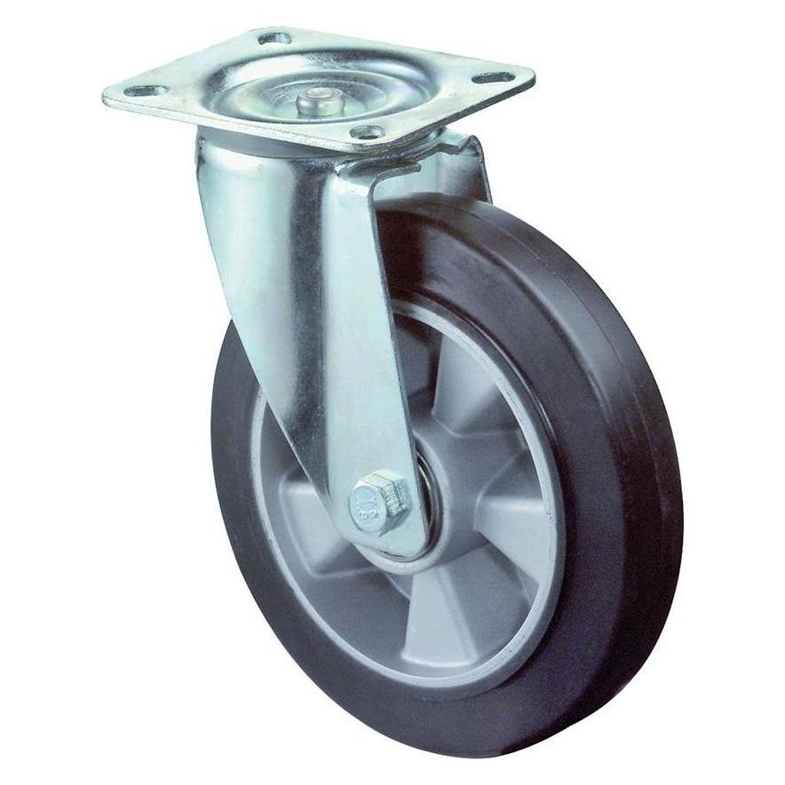 BS Rollen BSRollen Transportgeräte-Lenkrolle, Elastik schwarz, Durchm. 200 mm, Traglast 350 kg, Kugellager, An (228235)
