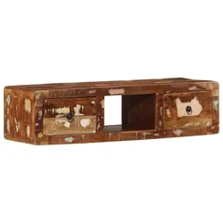Helloshop26 - Wandmontiertes TV-Möbel 100 x 32 x 25 cm platzsparendes Design mit 2 Schubladen Vintage-Stil aus recyceltem braunem 02_0058067