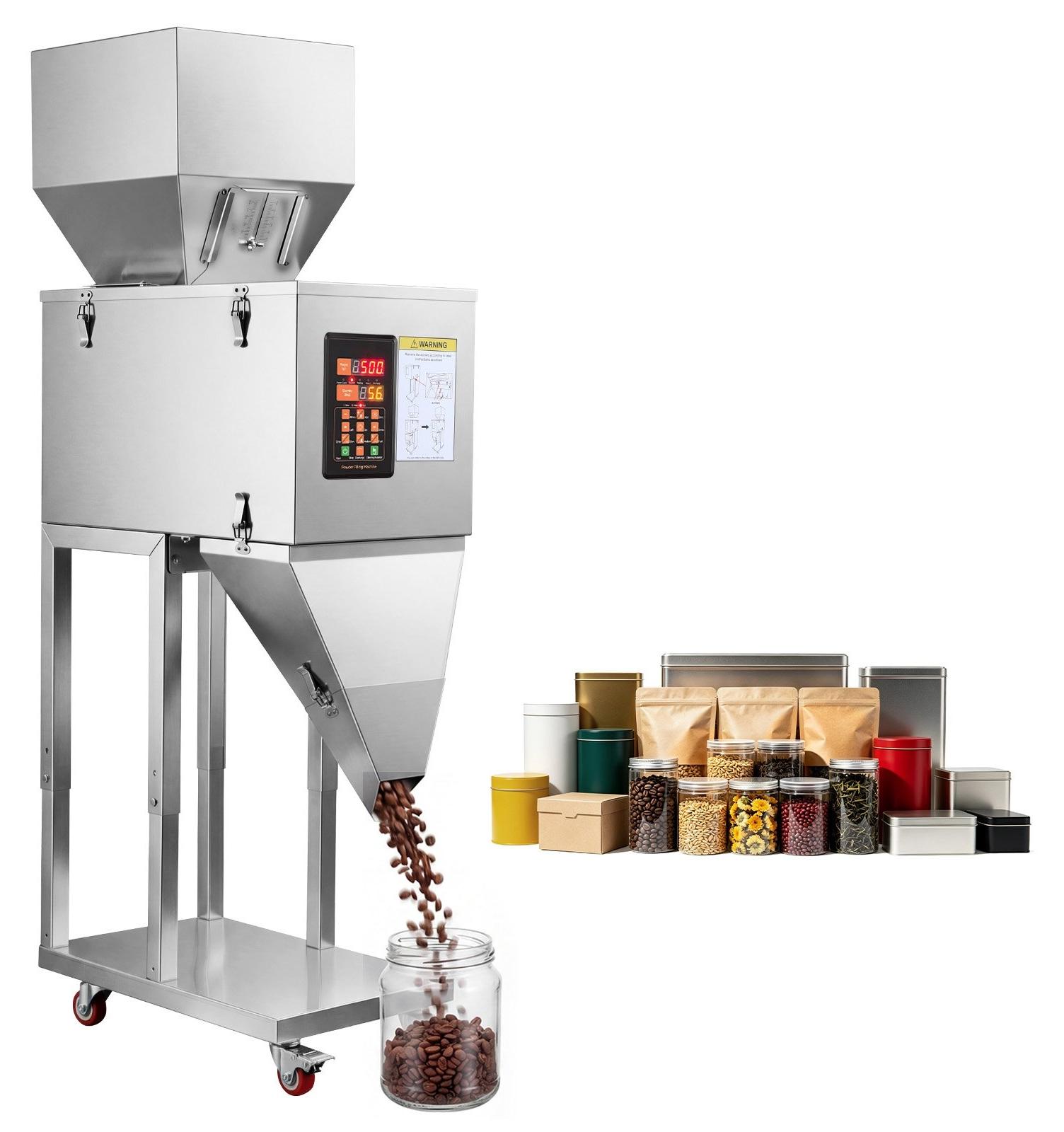 Pulver- und Granulatabfüllmaschine - Automatische Abfüllwaage - 20-3000 g - Intelligente Dosierung - Edelstahl - Fußpedal - Für Nüsse, Samen, Tee, Kaffeebohnen, Getreide und Mehl