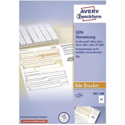 Avery, Formular, Überweisung/Zahlschein (200x)