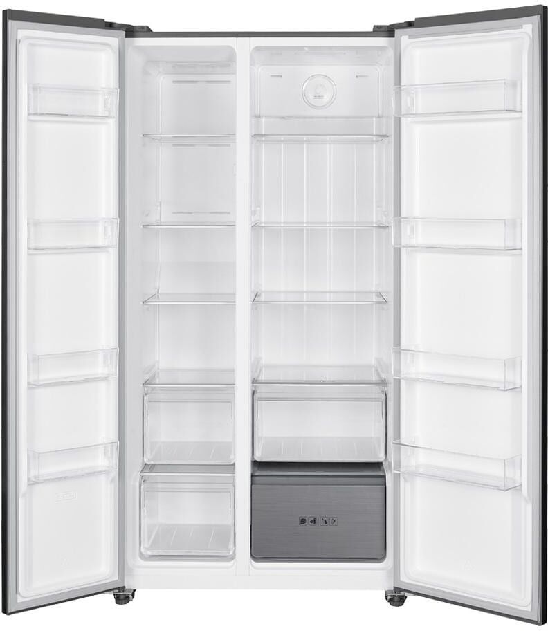 KIBERNETIK Side-by-Side "SBS532 Edelstahl", Energieeffizienz: E, grau, B:90,5cm H:177,5cm T:72cm, Kühlschränke, Side-by-Side grau Einheitsgröße
