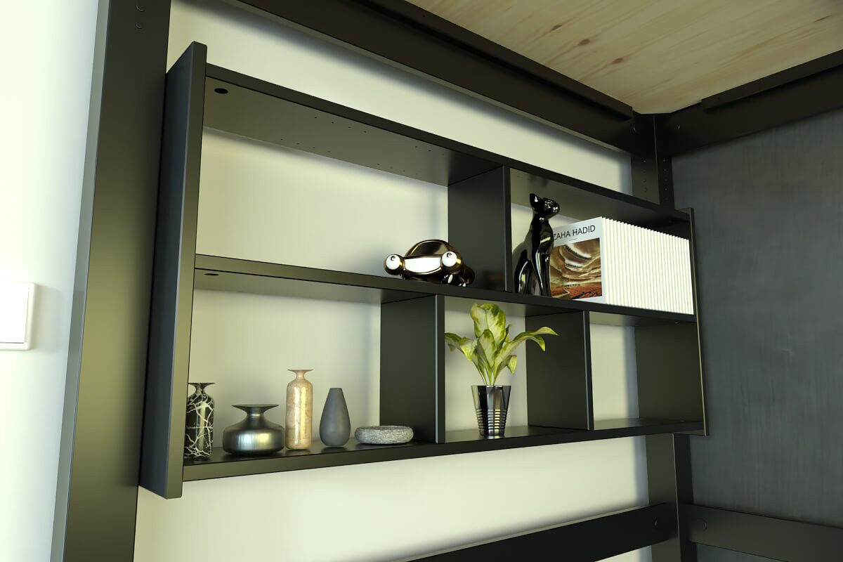 ABC MEUBLES Bett regal Breite 120cm aus Holz für ein hochbett - Schwarz