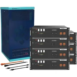 Pylontech Bundle 7 x US3000D (24,5 kWh) mit Wechselrichter-Anschlusskabelset und Batterieschrank