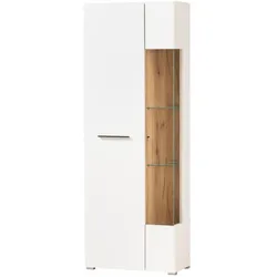 VITRINE weiß matt, Evoke Eiche, Vitrinenschrank 72 x 200 cm, Soft-Close-Funktion