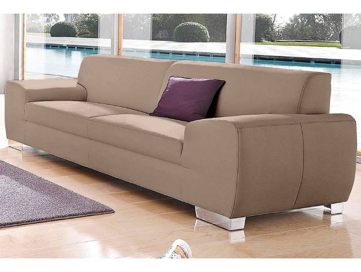 2,5-Sitzer Sofa, Microfaser PRIMABELLE, Beige, 224×95×81 cm, Kubisch, Modern, Domo-Collection