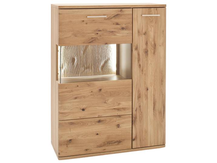 Livetastic Highboard Santori, Eiche, Kunststoff, Balkeneiche,Asteiche,Eiche, teilmassiv, furniert,massiv,furniert, 90x122x37 cm, Made in EU, Holzmöbel, Kleinmöbel Holz, Holzkommoden, Highboards Holz