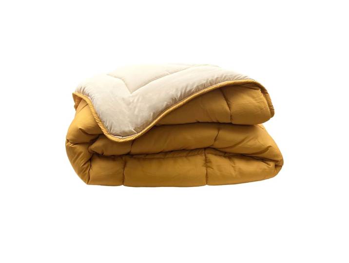 Couette légère double face jaune ocre