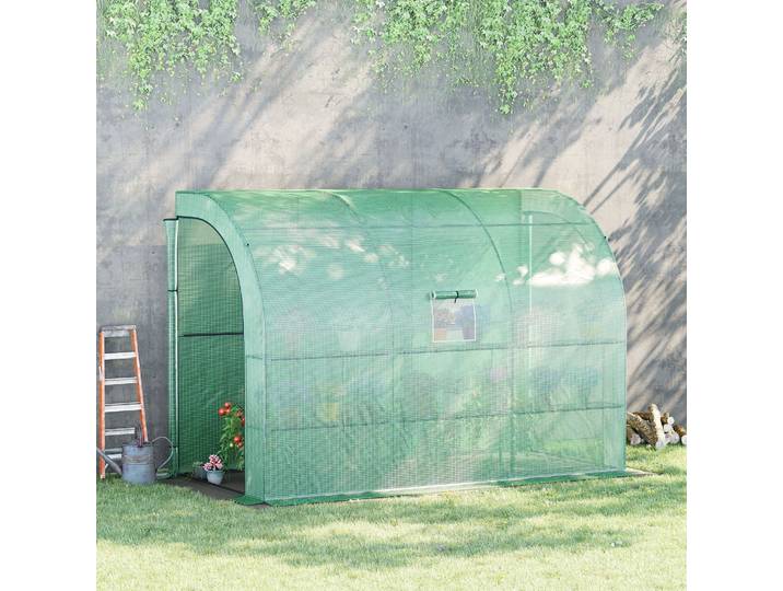 Outsunny Serre, Serre de jardin avec couverture en plastique, résistant aux UV, 3 niveaux, portes à glissière, Vert