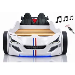Autobett Kinder 90x200 Jungen LED Leuchte Unterbodenbeleuchtung Sound Fernbedienung