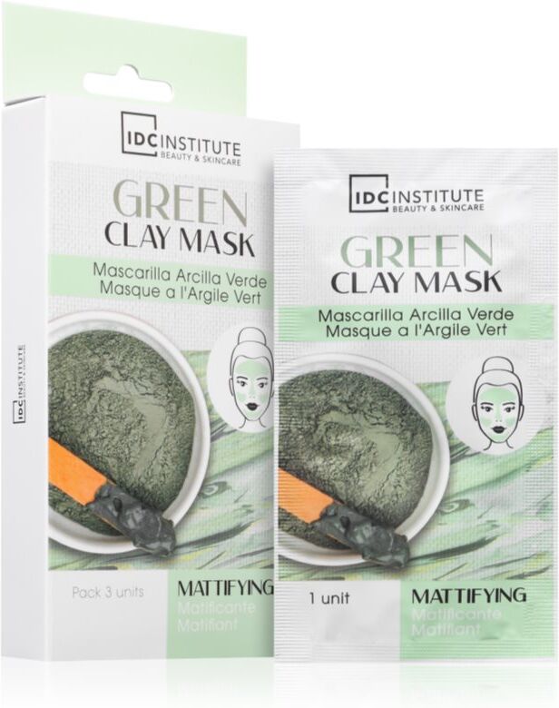 IDC Institute Green Clay Mask cleansing mattifying mask with shea butter 3x8 g