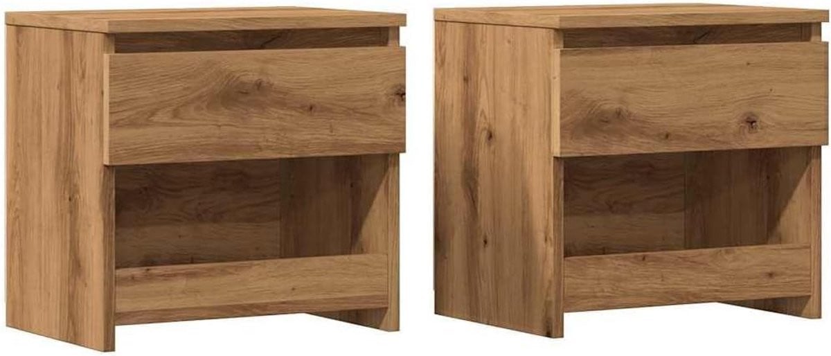 Set van 2 houten nachtkastjes in landelijke stijl
