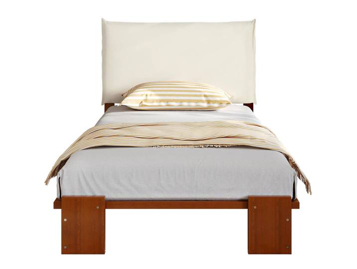 Redom Polsterbett 90/200 cm mit gepolsterter Rückenlehne, stabilen Lattenrosten und Kiefernholzgestell, Dunkelbraun, Braun, 90x200 cm, Schlafzimmer, Betten, Polsterbetten