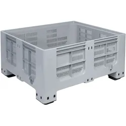 Palettenbox mit 4 Füßen, Wände geschlitzt, LxBxH 1200x1000x580 mm