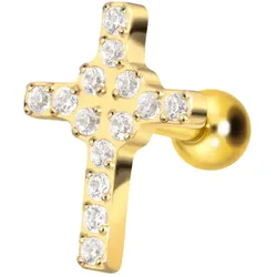Titan Ohrpiercing mit Innengewinde KRISTALLKREUZ