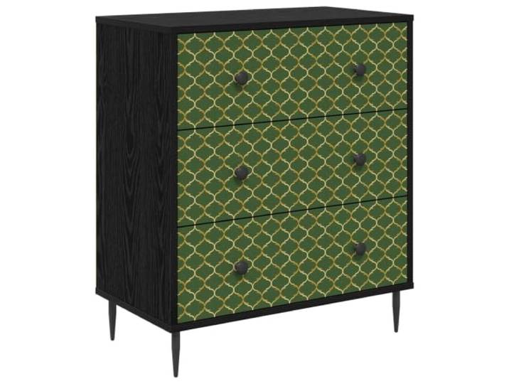 Geleen Kommode Smaragd, geometrisches Muster, 3 Schubladen, 66 x 36,5 x 76 Robustes Holzwerkstoff, Wandbefestigung im Lieferumfang enthalten, vielseitiger Schlaf- und Wohnzimmerstil