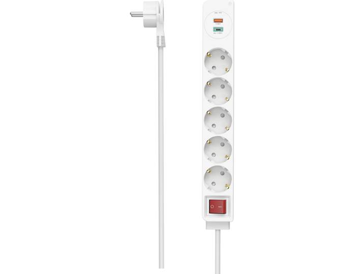 Hama 00223186, 1,4 m, Drinnen, Abgewinkelt, Weiß, 5 AC-Ausgänge, 18 W