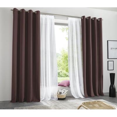 Vorhang OTTO HOME "Raja mit Ösen, 2er Pack, blickdicht, Topseller" Gr. 1, braun, B:140cm H:145cm, Polyester, Recyceltes Material, Gardinen, einfarbig, Einfache Montage, Pflegeleicht, Ösen, 2 er Pack, uni