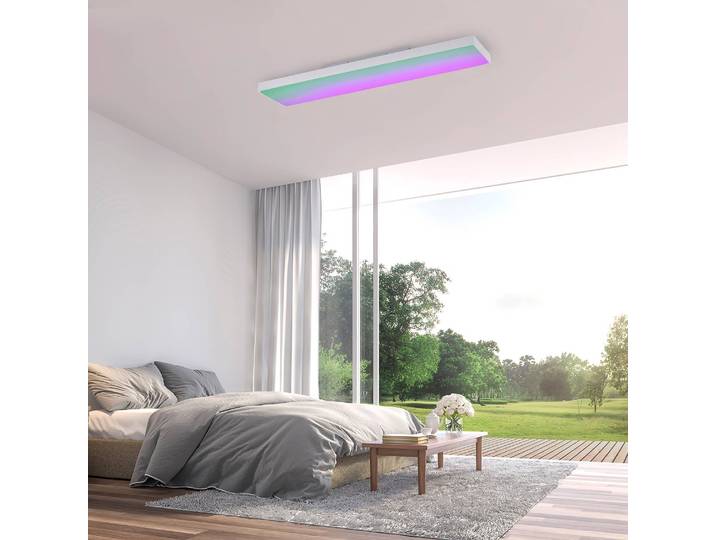 Plafonnier LED Q-Swing 100 x 7 x 25cm Blanc Fer / Aluminium / Matière plastique LED Module LED