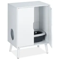 Relaxdays Katzenschrank für Katzentoilette Weiß
