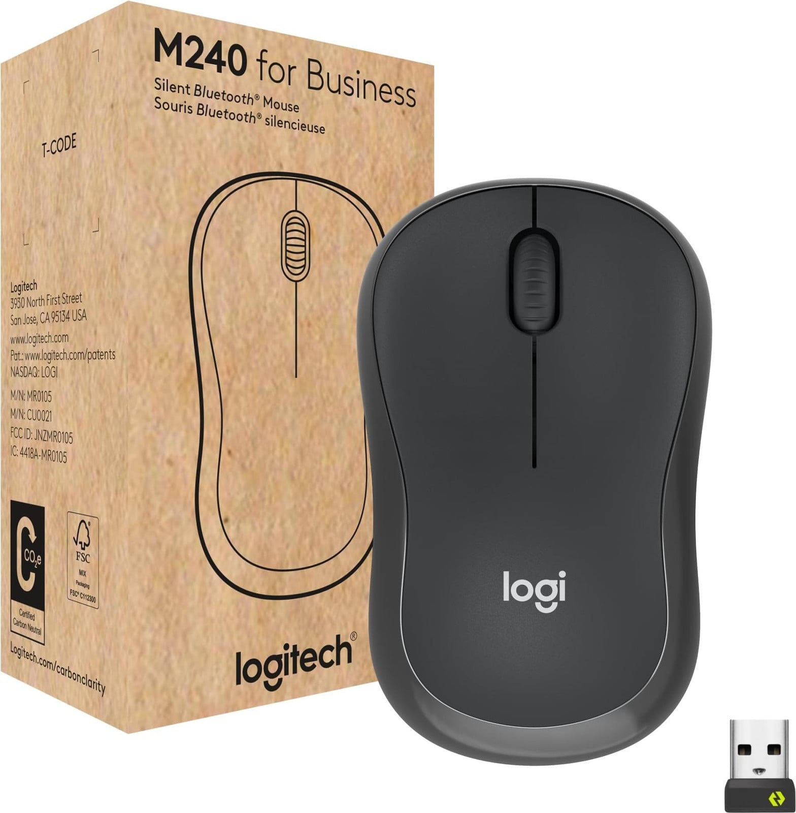 Logitech Wireless Mouse M240 Silent Graphite voor Business