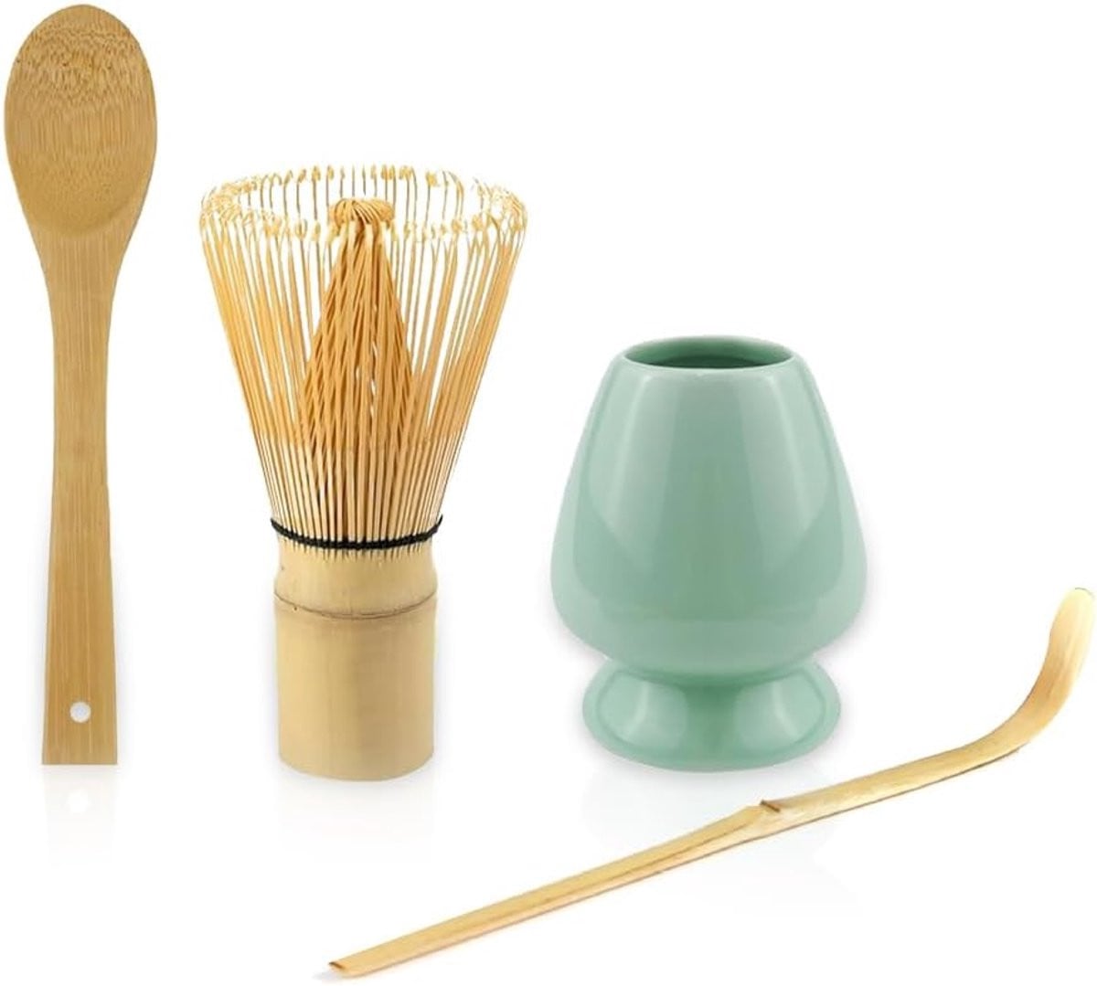 4-delige Matcha set met matcha klopper, matcha lepel en bezemhouder