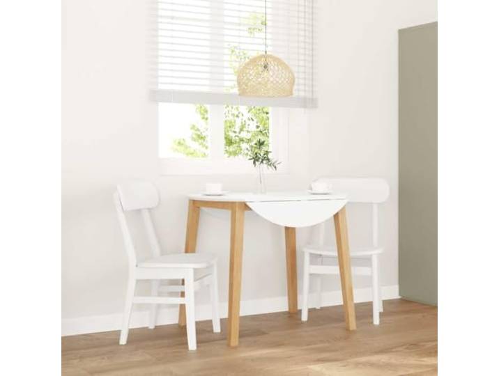 HGPOTUY Esszimmerstühle 2er Set Weiß Gummibaumholz Ergonomische Rückenlehne, Stabile Holzkonstruktion, Vielseitig für Esszimmer und Wohnzimmer