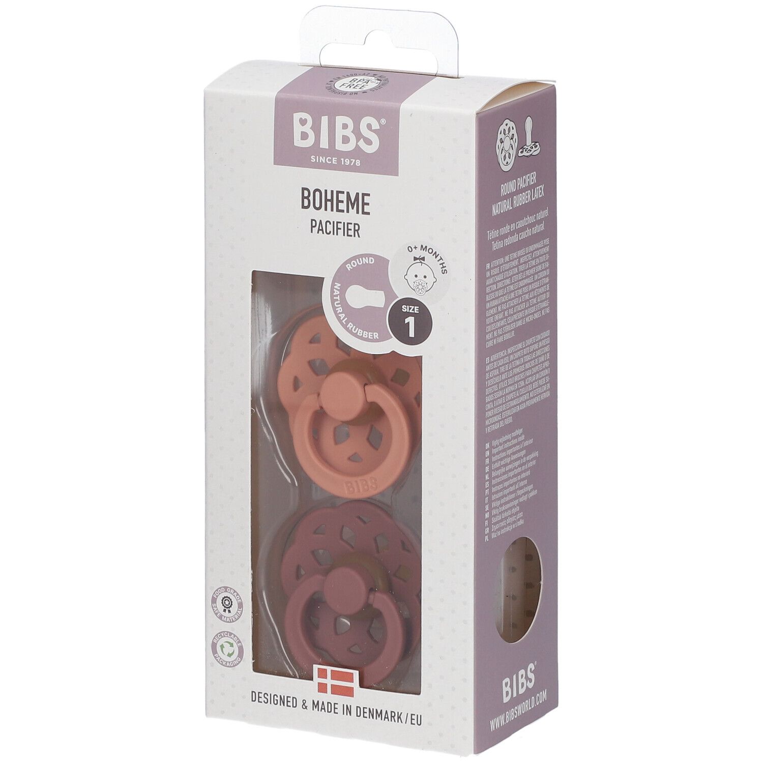 Bibs Fopspeen Boheme Peach - Woodchuck 0-6 Maanden 2 St Sauger