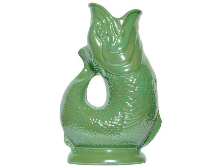 Gluckigluck Karaffe mit „Gluck-Gluck“-Geräusch 27,5/17/9,5 cm, Hellgrün, Keramik, Tiere, 1.2 L, Organisch, handgemacht, Geschirr, Kannen & Karaffen, Wasserkaraffen & Krüge