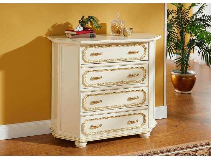 Hochwertige Möbelserie mit Echtholzfurnier, Creme-Gold, Sekretär