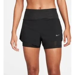 NIKE Damen W NK SWIFT DF MR 3IN 2N1 SHORT, Größe L in Schwarz Schwarz