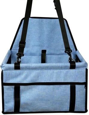 Happy Pet Pantry Premium Dog Car Seat Cover, Foldable Travel Pet Booster With Safety Belt & Breathable Mesh blue