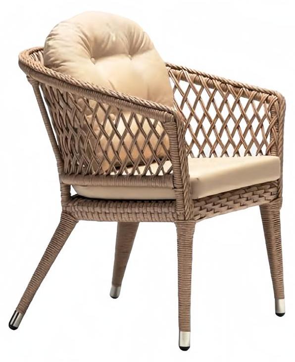Modern Rattan Sessel 1 Sitzer stilvoll Beige Terrasse Luxus Design Möbel