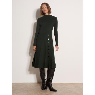 Midikleid APRICOT "Wadelanges Strickkleid", Damen, Gr. 10, N-Gr, Strick, pine grün, Strick, , Modisch, figurbetont, gerader Abschluss, Kleider Midikleid, mit Zierknöpfen