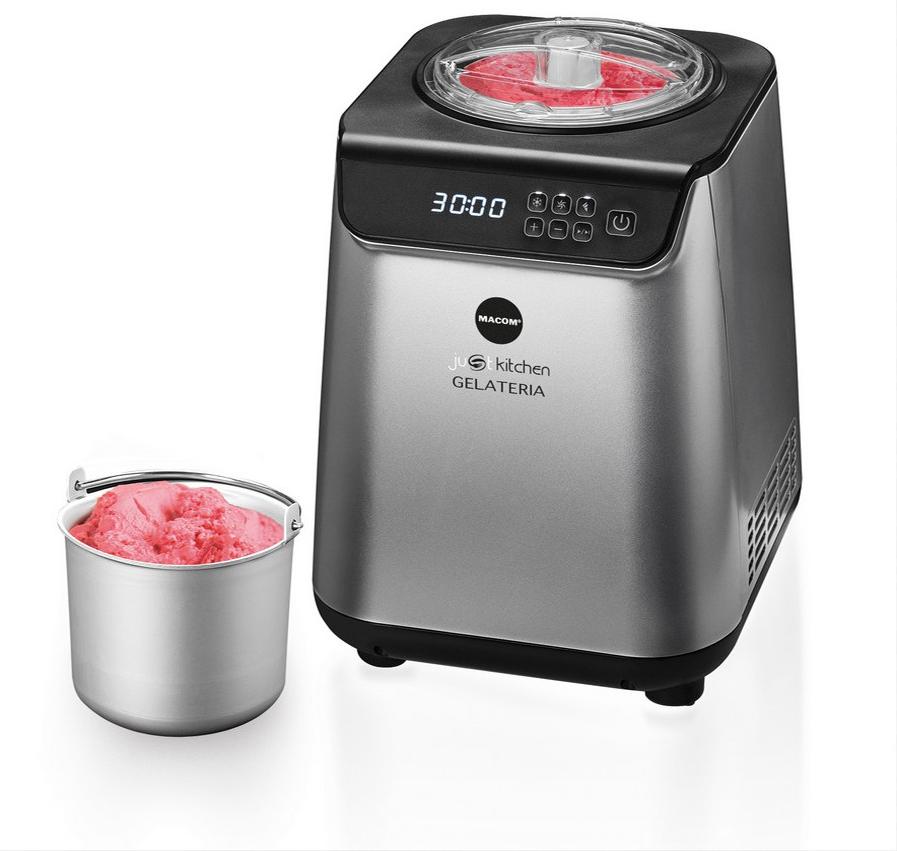 Macom 872, Kompressor Eismaschine, 1,2 l, 1 Becken, Schwarz, Silber, LCD, Edelstahl