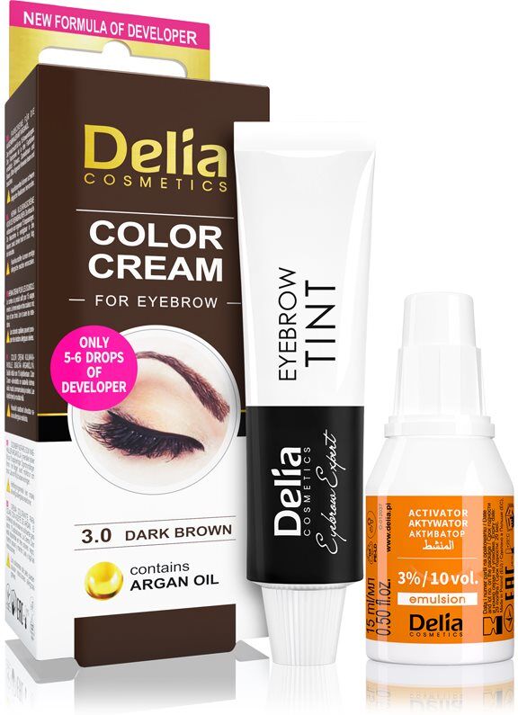 Delia Cosmetics Argan Oil Farbe für die Augenbrauen Farbton 3.0 Dark Brown 15 ml