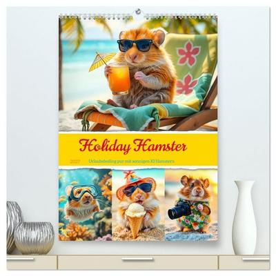 Holiday Hamster - Urlaubsfeeling pur mit sonnigen KI Hamstern (hochwertiger Premium Wandkalender 2027 DIN A2 hoch), Kunstdruck in Hochglanz
