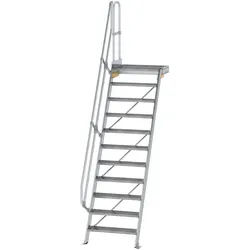 MUNK Treppe mit Plattform 60° inkl. einen Handlauf, 800mm Stufenbreite, 11 Stufen